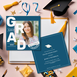 2025 Mini Invitación a graduación azul fotográfico