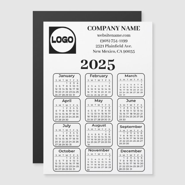 2025 Personalizado del calendario imán de logotipo (Anverso/Reverso)