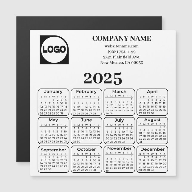 2025 Personalizado del calendario imán de logotipo (Anverso/Reverso)