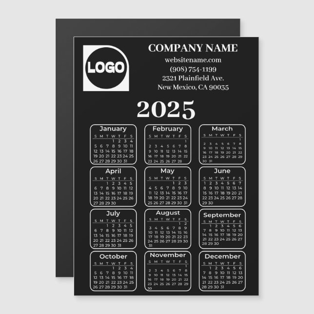 2025 Personalizado del calendario imán de logotipo (Anverso/Reverso)