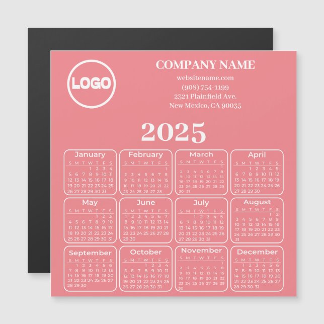 2025 Personalizado del calendario imán de logotipo (Anverso/Reverso)