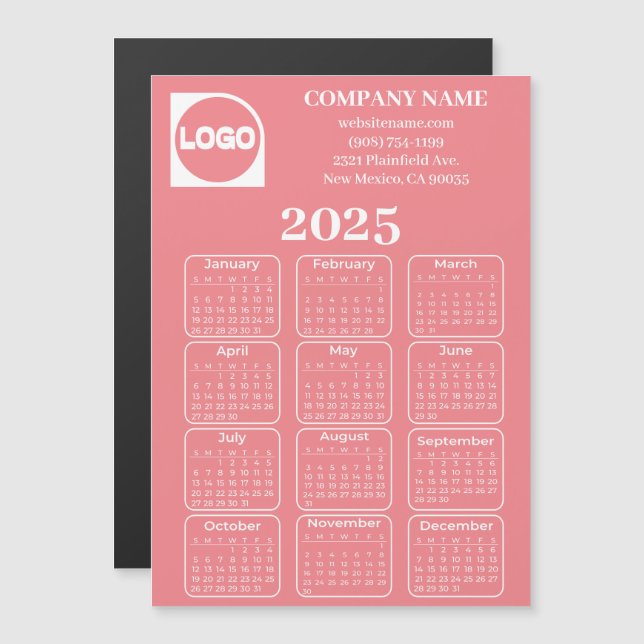 2025 Personalizado del calendario imán de logotipo (Anverso/Reverso)
