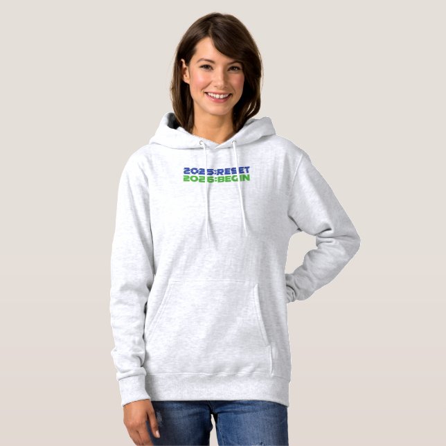 2025:RESET/2026:BEGIN Sudadera con capucha para mu (Anverso completo)