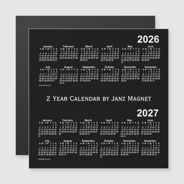 2026-2027 blanco de neón calendario de 2 años por (Anverso/Reverso)