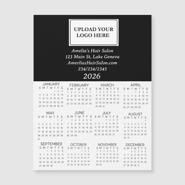 2026 Business Logo Mini Calendar (Anverso)