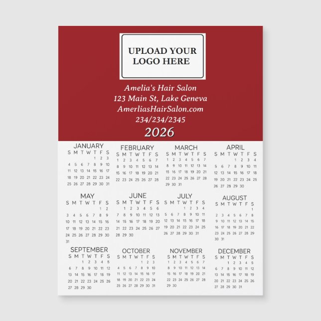 2026 Business Logo Mini Calendar (Anverso)