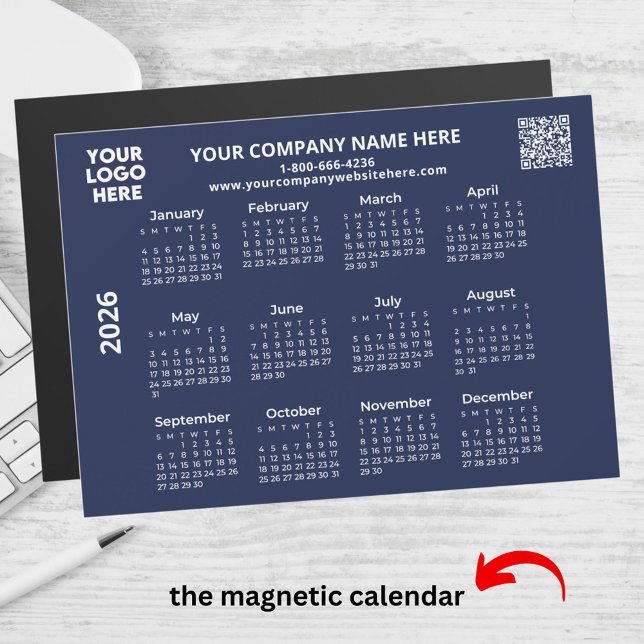 2026 Business Your Logo QR Code Calendar Magnet (Subido por el creador)