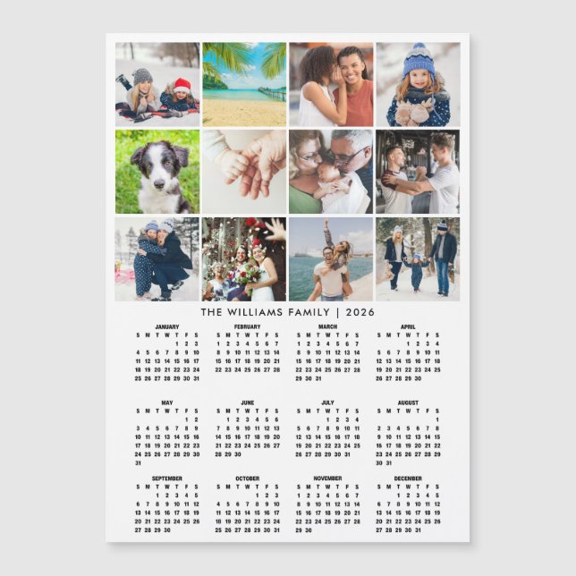 2026 Calendar 12 Photo Collage Magnet (Anverso)