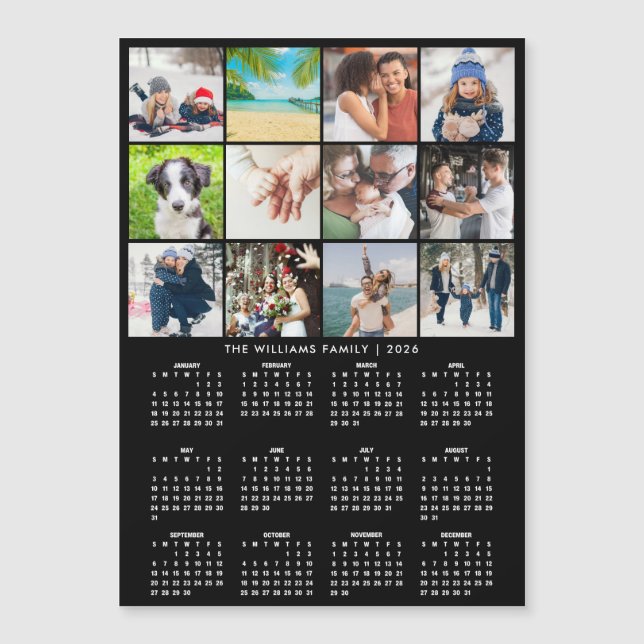 2026 Calendar 12 Photo Collage Magnet (Anverso)