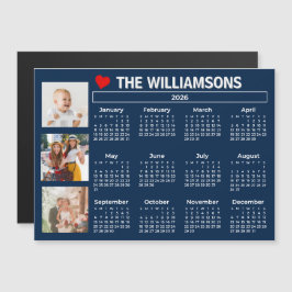 2026 Calendar Blue White Photo Collage Magnet