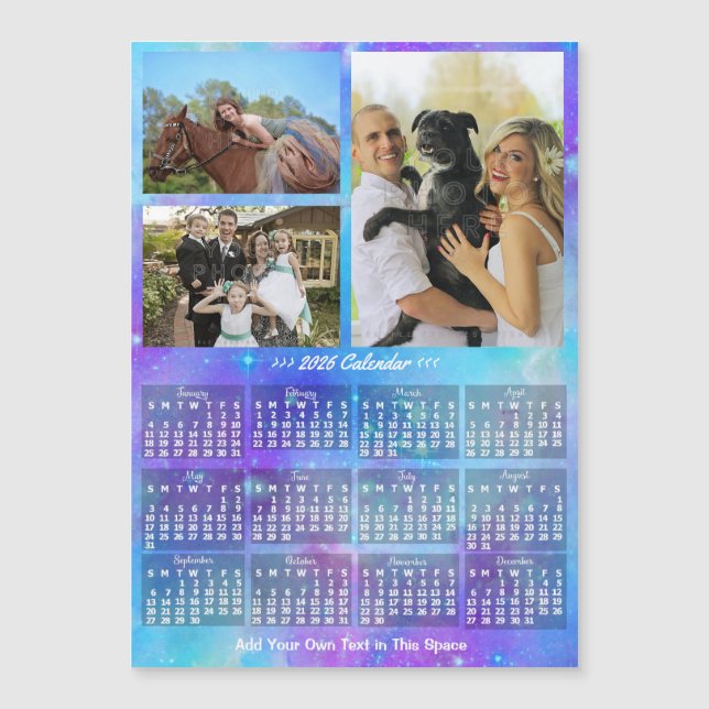 2026 Calendar Boho Watercolor Custom Photo Magnet (Anverso)