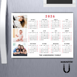 2026 Calendar Custom Name Photo Collage Magnet