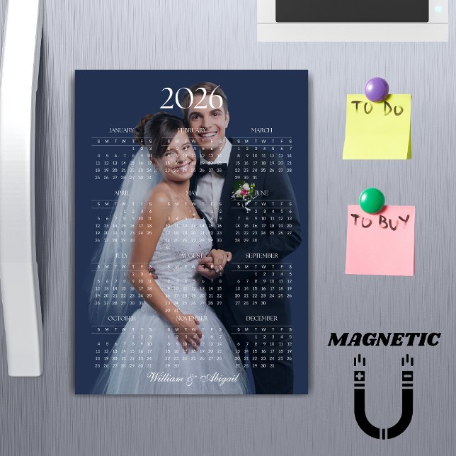 2026 Calendar Editable Color Custom Photo Magnet (Subido por el creador)