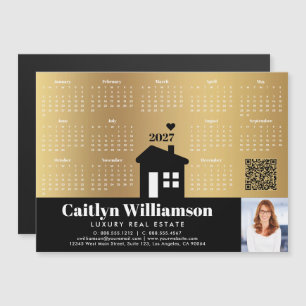 2026 Calendar Gold Realtor Photo QR Code Magnet