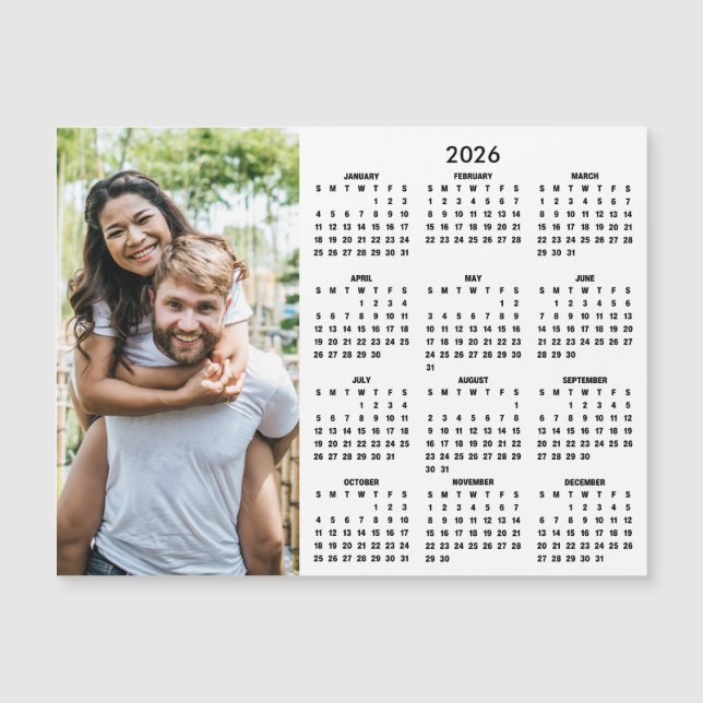 2026 Calendar Modern Simple Photo Magnet (Anverso)