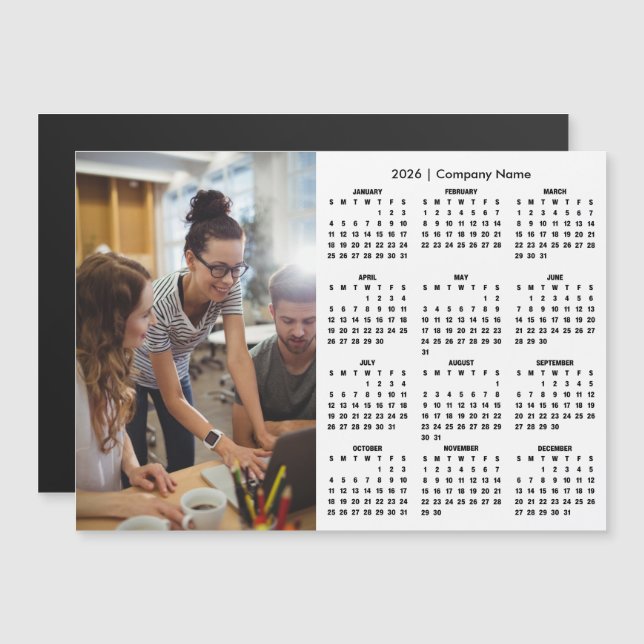 2026 Calendar Personalized Business Photo Magnet (Anverso/Reverso)