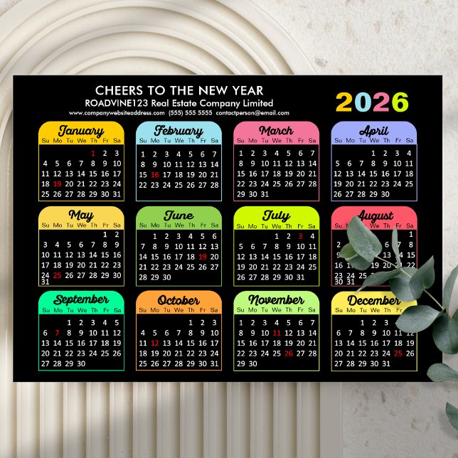 2026 Calendario Corporativo Tarjeta Magnética Negr (Subido por el creador)