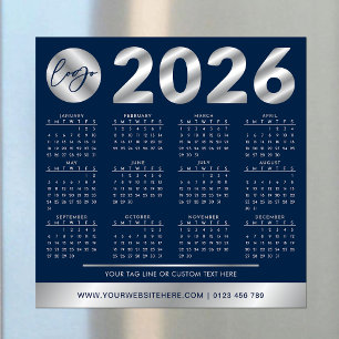 2026 Calendario Empresa de logotipo Navy & Silver