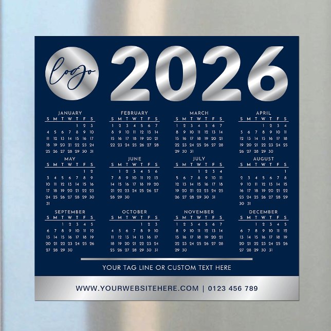 2026 Calendario Empresa de logotipo Navy & Silver (Subido por el creador)