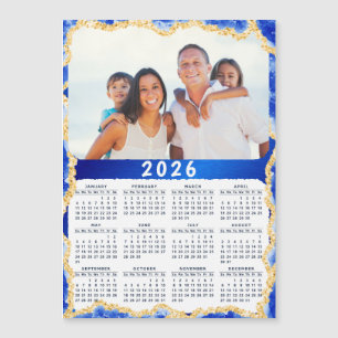 2026 Calendario Fotos Magnet en colores azul y dor