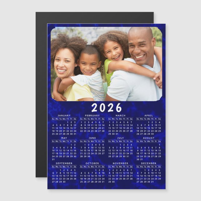 2026 Calendario Magnet Familia Foto Marina Azul (Anverso/Reverso)