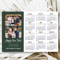 2026 Calendario moderno Sage Green 2 Photo Magneti