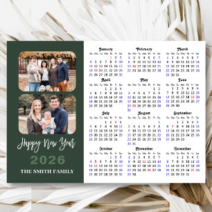 2026 Calendario moderno Sage Green 2 Photo Magneti