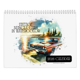 2026 Calendario Vibrantes coches músculos en acuar