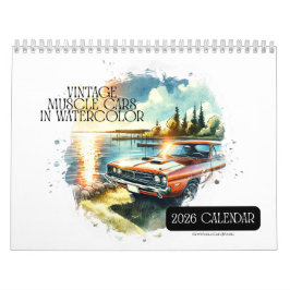 2026 Calendario Vibrantes coches músculos en acuar