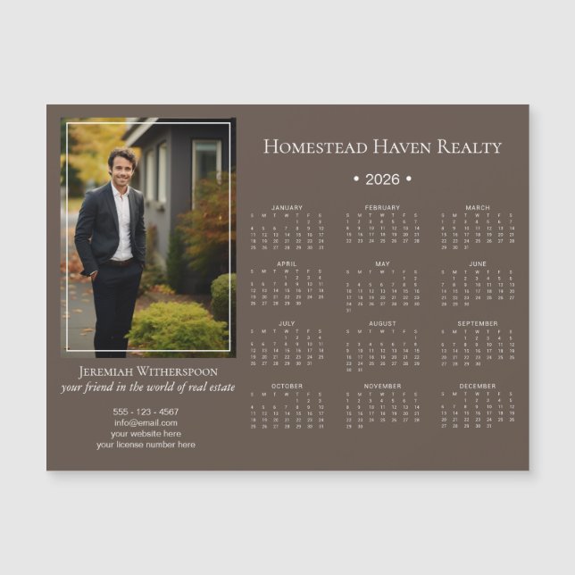 2026 Corporate Magnetic Photo Calendar - Brown (Anverso)