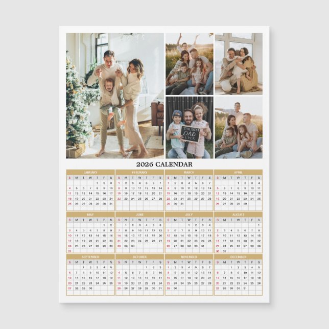 2026 Family Photos Calendar Magnetic Card (Anverso)