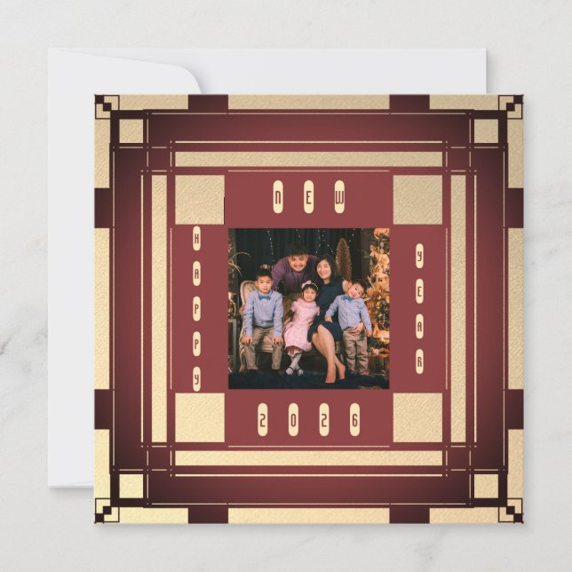 2026 Feliz año nuevo - foto de arte deco (Anverso)