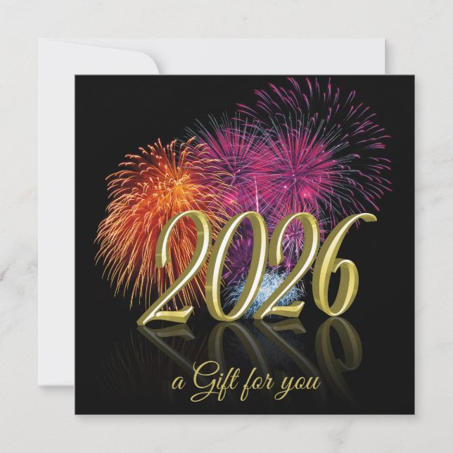 2026 Fireworks Gold Happy New Year | Gift Card (Anverso)