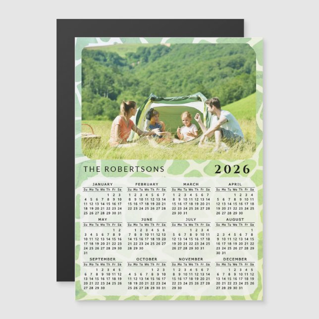 2026 Foto Calendario de imanes Nombre de familia V (Anverso/Reverso)