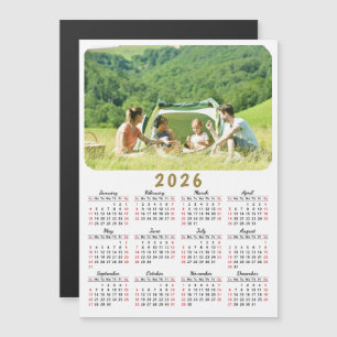 2026 Fotorreportaje de calendario imán blanco negr