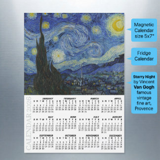 2026 Fridge Calendar, Starry Night / Van Gogh