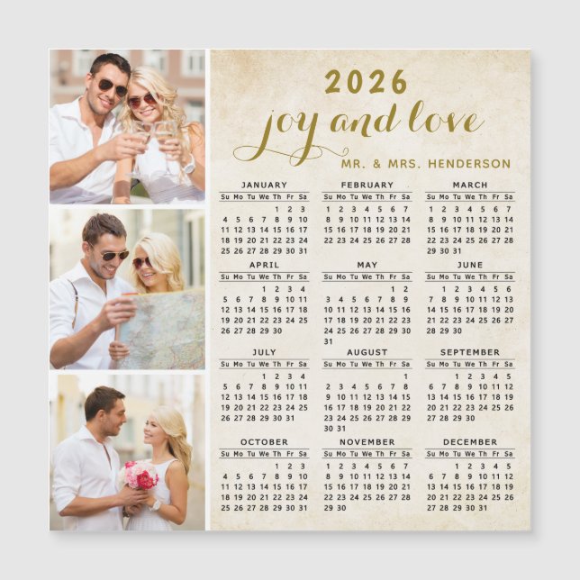 2026 IMAGEN DEL Calendario de la foto beige del Pe (Anverso)