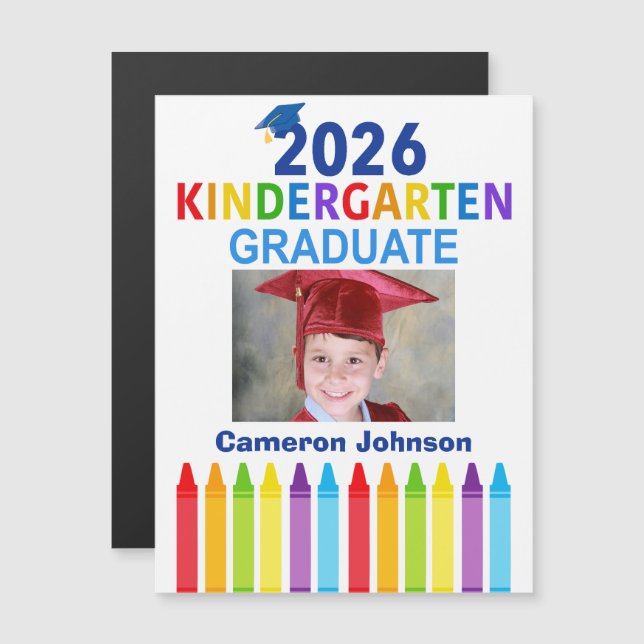 2026 Kindergarten Graduation Photo Magnetic Card (Anverso/Reverso)