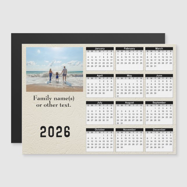 2026 Magnetic Calendar Card personalize with Photo (Anverso/Reverso)