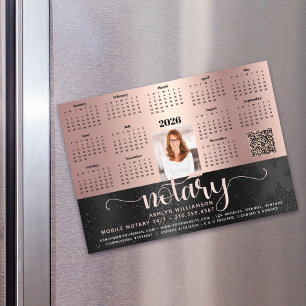 2026 Notario del calendario Imán de código QR rosa