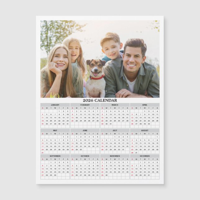 2026 Personalized Photo Calendar Magnet  (Anverso)