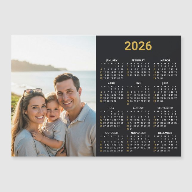 2026 Photo Calendar | Full Year Black Fridge Card (Anverso)