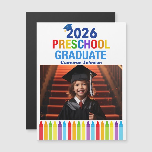 2026 Preschool Graduation Photo Custom Magnet Card (Anverso/Reverso)