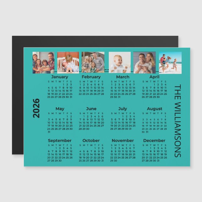 2026 Six Photos Colorful Calendar Magnet  (Anverso/Reverso)