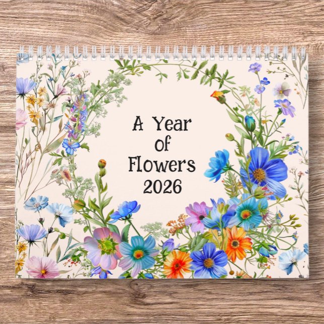 2026 Un año de flores - Calendario de pared (2026 Wildflowers Wall Calendar – A Year of Natural Beauty)
