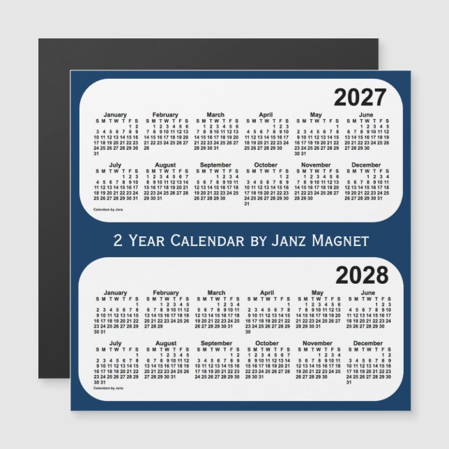 2027-2028 Caja de la policía Calendario azul de 2  (Anverso/Reverso)