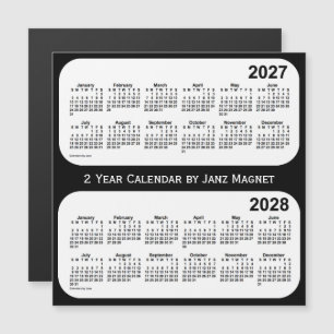 2027-2028 Calendario de 2 años en blanco y negro d