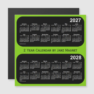 2027-2028 Calendario de 2 años verde amarillo, de 