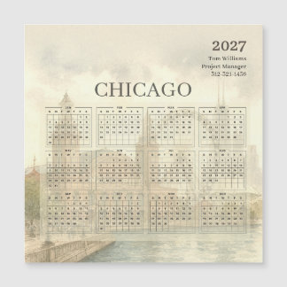 2027 Chicago Skyline Calendar Magnet Card