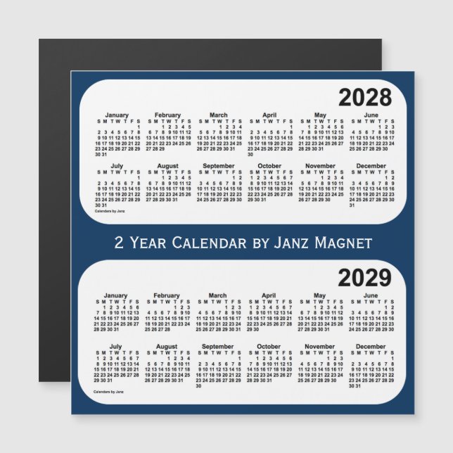 2028-2029 Caja de la policía Calendario azul de 2  (Anverso/Reverso)